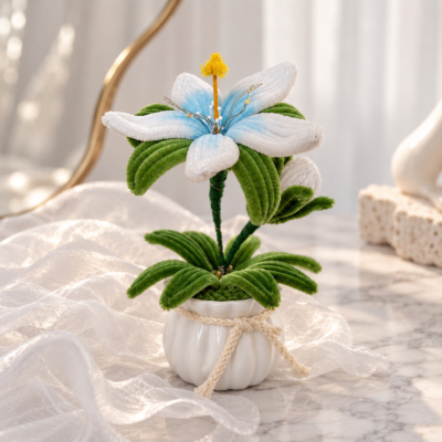Fleur blanche et bleue inspirée de Zelda