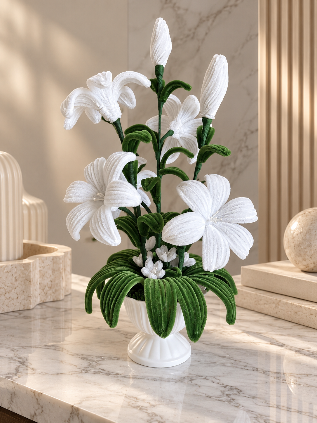 Fleurs de lys blanc - pot blanc